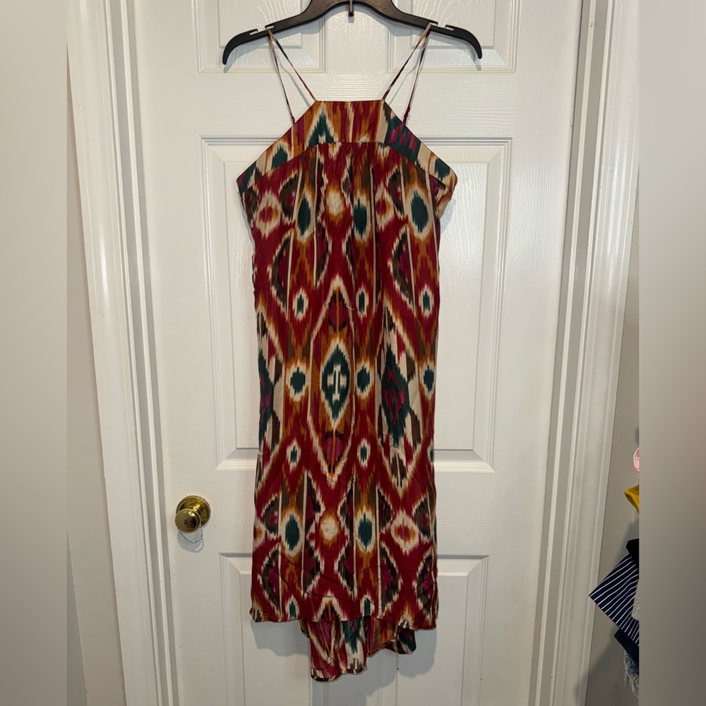 Anthropologie Multicolored High Low 100% Silk Dress. Size XS